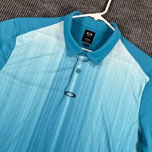 Oakley Polo Shirt Mens XL Extra Large Blue Short Sleeve Golf Performance Outdoor